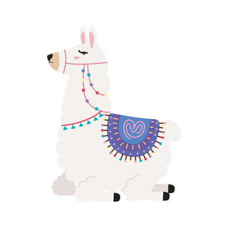 cute llama lyingのイラスト素材
