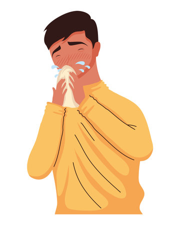 man sick with fluのイラスト素材