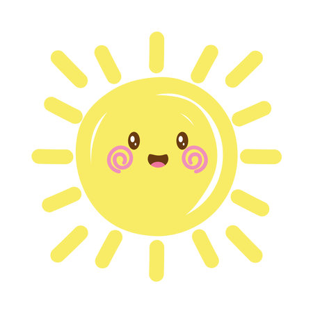 smiling sun kawaiiのイラスト素材