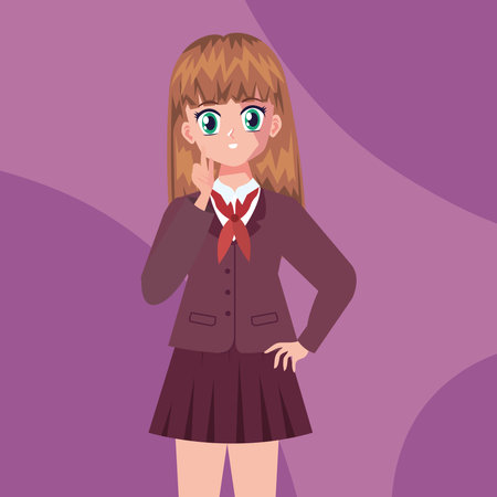 girl wearing uniform redwineのイラスト素材