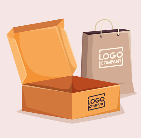 eco bag and boxのイラスト素材