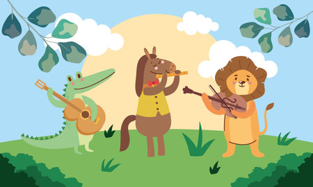 three animals musiciansのイラスト素材