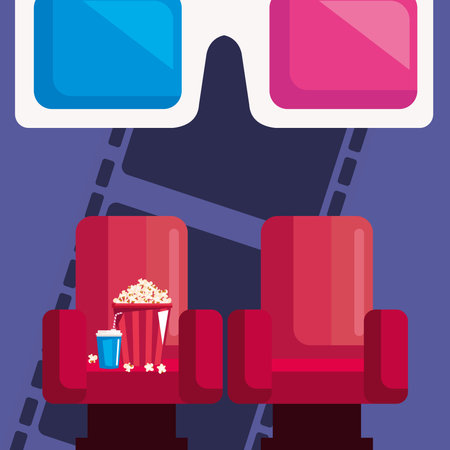 cinema chairs and 3d glassesのイラスト素材