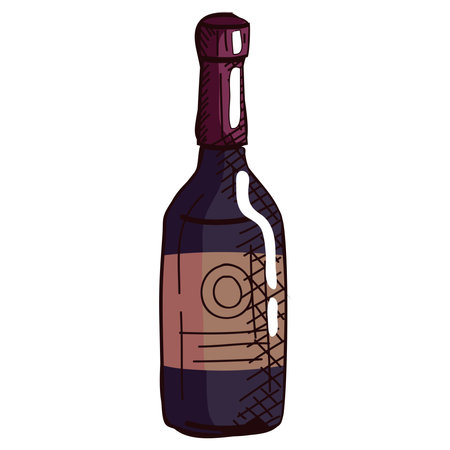 black wine drink bottleのイラスト素材