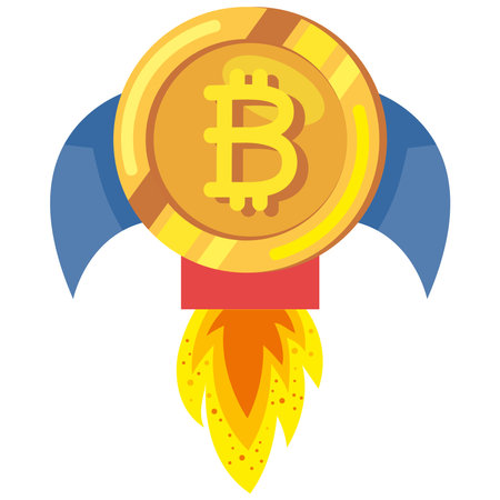 bitcoin rocket cryptocurrencyのイラスト素材