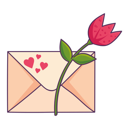 love letter with roseのイラスト素材