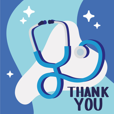 thank you lettering with stethoscopeのイラスト素材