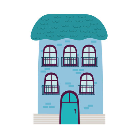blue building facadeのイラスト素材