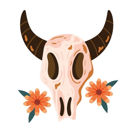 bull skull Boho styleのイラスト素材