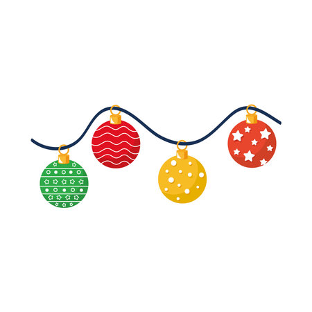 christmas balls hangingのイラスト素材