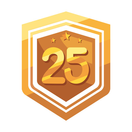 twenty fifth annivesary golden badgeのイラスト素材