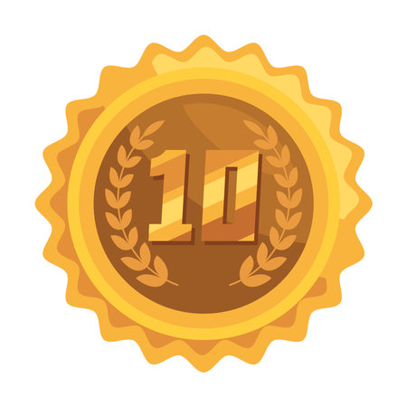 tenth annivesary golden badgeのイラスト素材