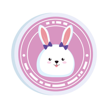 cute rabbit in stampのイラスト素材