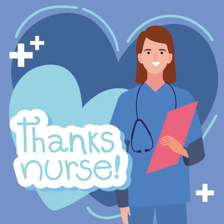 thanks nurse lettering with heartのイラスト素材