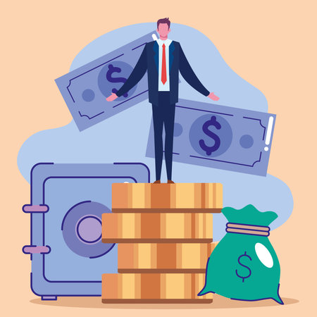 businessman with money dollarsのイラスト素材
