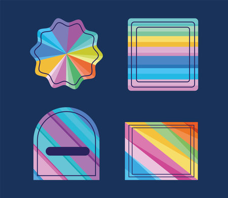 four holographic stamps iconsのイラスト素材