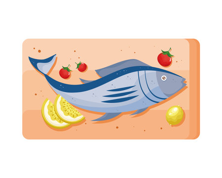 delicious fish in dishのイラスト素材