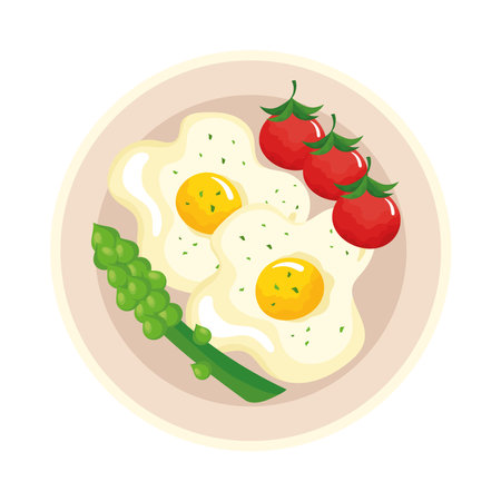 eggs fried with vegetablesのイラスト素材
