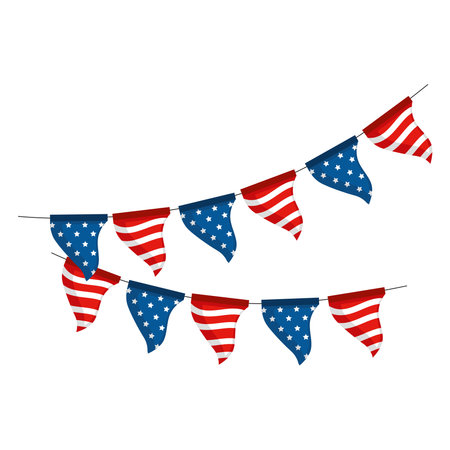 usa flag in garlandsのイラスト素材