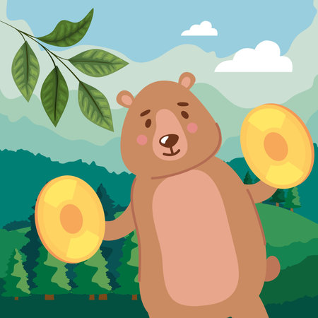 bear playing cymbalsのイラスト素材