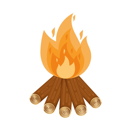 wooden campfire flameのイラスト素材