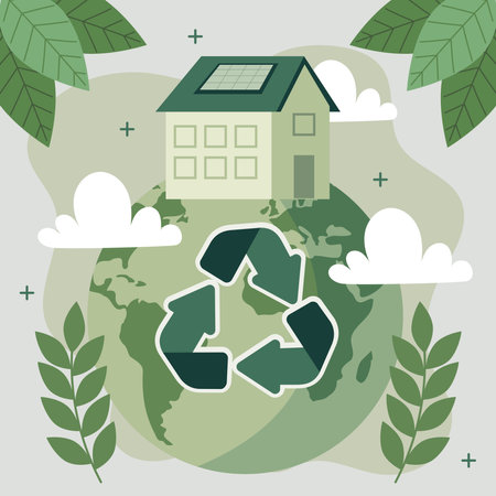 eco house in world planetのイラスト素材