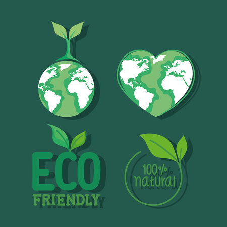 four eco friendly iconsのイラスト素材