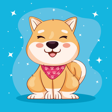 shiba inu with scarf sceneのイラスト素材