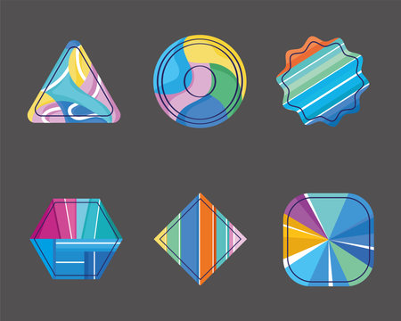 six holographic stamps iconsのイラスト素材