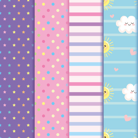 four pastel colors patternsのイラスト素材