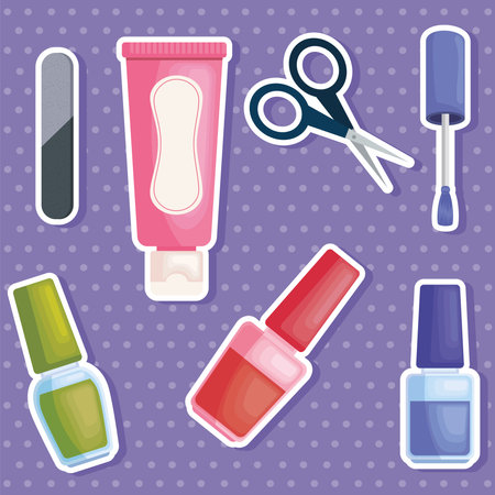 seven manicure service iconsのイラスト素材