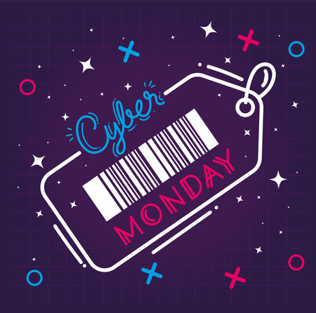 cyber monday lettering tagのイラスト素材