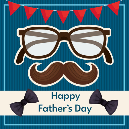 glasses and mustache with letteringのイラスト素材