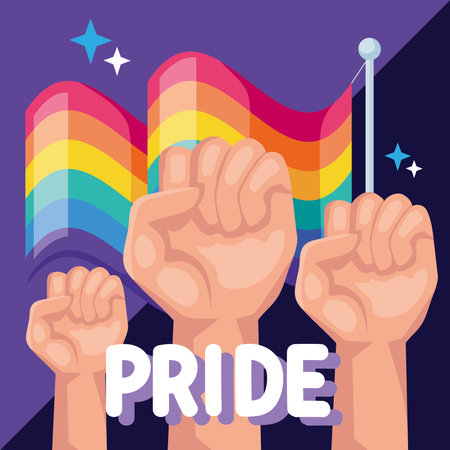 pride lettering and fistsのイラスト素材
