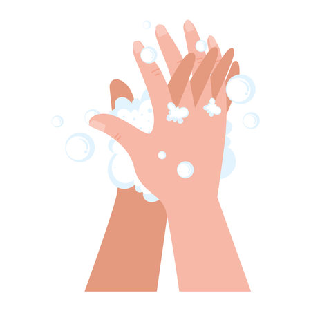 hands washing with bubblesのイラスト素材