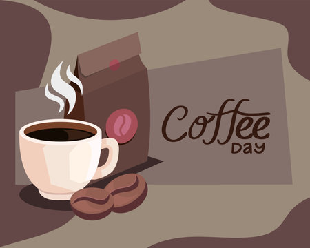 coffee day lettering with cupのイラスト素材