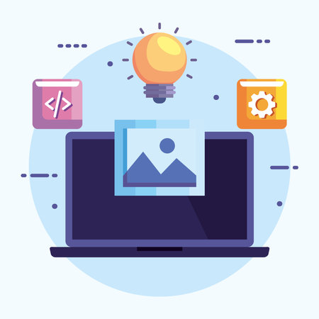design and development in laptopのイラスト素材