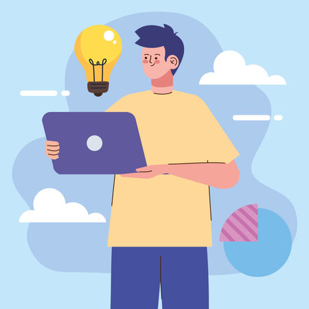 man with laptop computerのイラスト素材