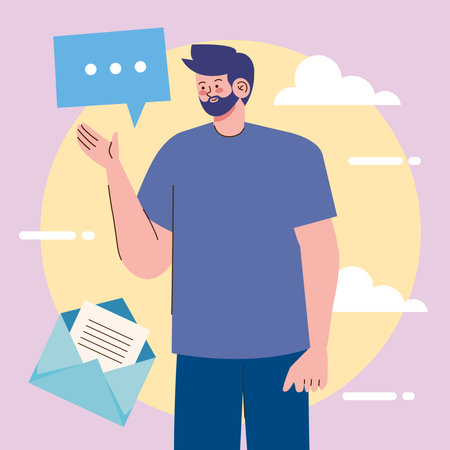 man with envelope mailのイラスト素材