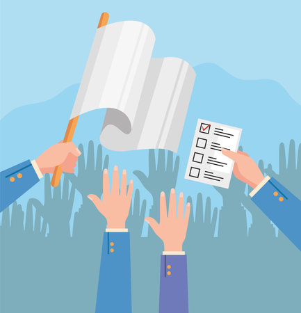 voters hands with flagのイラスト素材