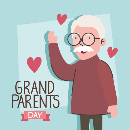grandparents day lettering with grandfatherのイラスト素材