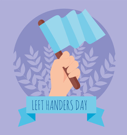 left handers day lettering in ribbonのイラスト素材