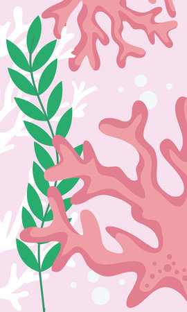 pink algae and seaweedのイラスト素材