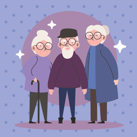 three grandparents standingのイラスト素材