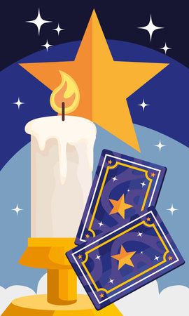 tarot card and candleのイラスト素材