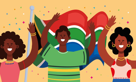 happy heritage day people and flagのイラスト素材