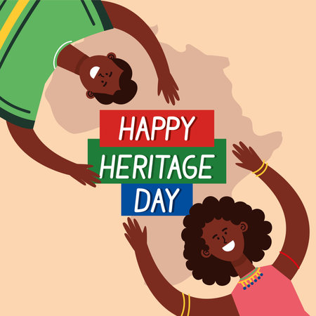 happy heritage day lettering with coupleのイラスト素材