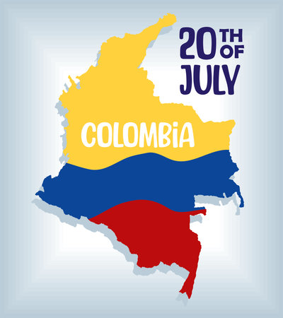colombia independence day lettering posterのイラスト素材