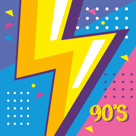nineties number with thunder rayのイラスト素材
