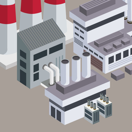 isometric factory with chimneys sceneのイラスト素材